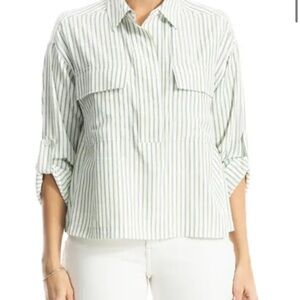 Max Studio White Striped Blouse